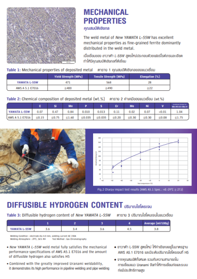 ลวดเชื่อมไฟฟ้า YAWATA L-55W  AWS A 5.1 : E7016