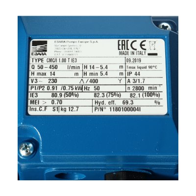 ปั๊มหอยโข่ง EBARA รุ่น CMC-1.00T (1 HP 3 สาย)