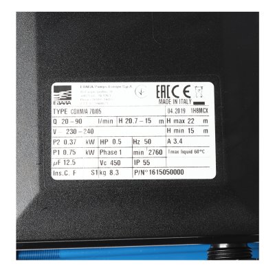 ปั๊มน้ำหอยโข่งใบพัดเดี่ยว EBARA สแตนเลส รุ่น CDXM (CDXM-70/05 ถึง CDXM-200/20)