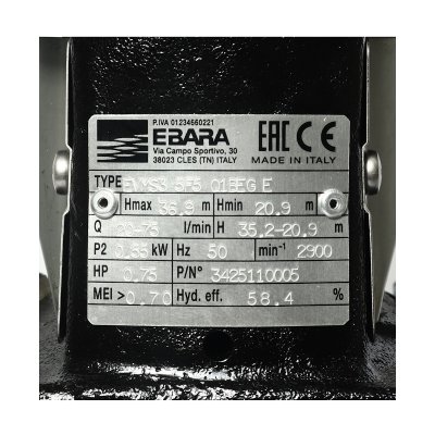 ปั๊มน้ำหลายใบพัดแนวตั้งแบบหน้าแปลน EBARA รุ่น EVMS 3 5F5/0.55–5 17N5/4