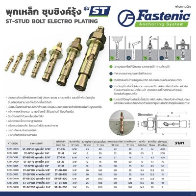 พุกเหล็ก FASTENIC 3/16" รุ่น ST-316*40