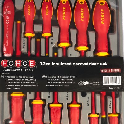 ชุดไขควงหุ้มฉนวนไฟฟ้า 12 ชิ้น (มีไขควงลองไฟดิจิตอล) FORCE รุ่น 2125N