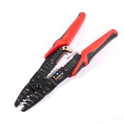 คีมปอกสายไฟ 10-20 AWG FORCE ด้ามแดง L245มม. รุ่น 6806A
