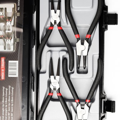 ชุดคีมหนีบ/ถ่างแหวน ปลายปาก 1.8มม. 4 ชิ้น ยาว 7 นิ้ว FORCE รุ่น 5043A