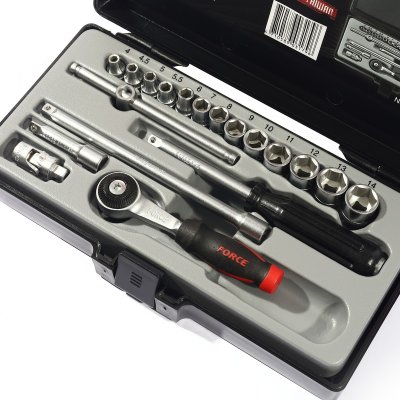 ชุดลูกบ๊อกซ์ 6 เหลี่ยม 1/4" 19 ชิ้น FORCE รุ่น 2203-72-5