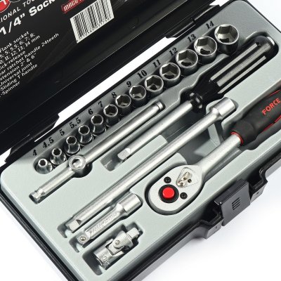 ชุดลูกบ๊อกซ์ 6 เหลี่ยม 1/4" 19 ชิ้น FORCE รุ่น 2203-5