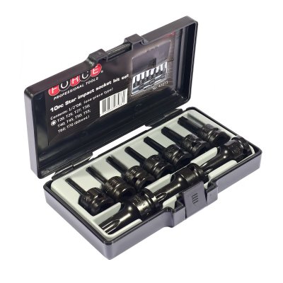 ชุดลูกบ๊อกซ์หัวจีบเดือยโผล่ Torx รมดำ ขนาด 1/2 นิ้ว 10 ชิ้น FORCE รุ่น 41013