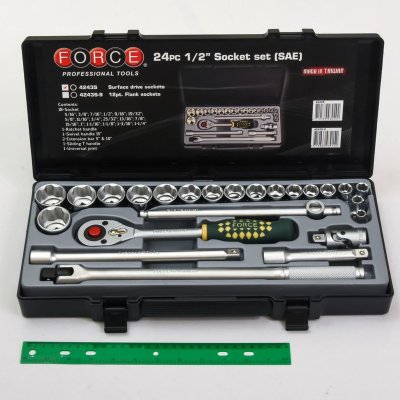 ชุดลูกบ๊อกซ์ 6 เหลี่ยม ถนอมมุม ขนาด 1/2 นิ้ว 24 ชิ้น หน่วยนิ้ว FORCE รุ่น F131-4243S