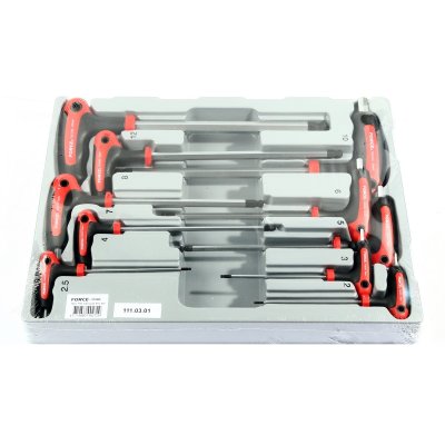 ชุดประแจหกเหลี่ยม+หัวบอล 10 ชิ้น ถาด PVC FORCE รุ่น 5106B