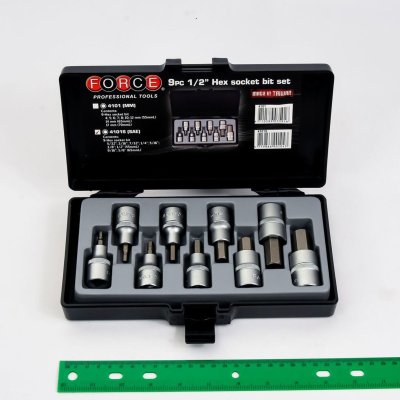 ชุดลูกบ๊อกซ์ 6 เหลี่ยม ขนาด 1/2 นิ้ว 9 ชิ้น FORCE รุ่น 4101S