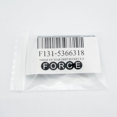 ลูกบ๊อกซ์หัวจีบยาว E18 ขนาดแกน 3/8 นิ้ว FORCE รุ่น 5366318