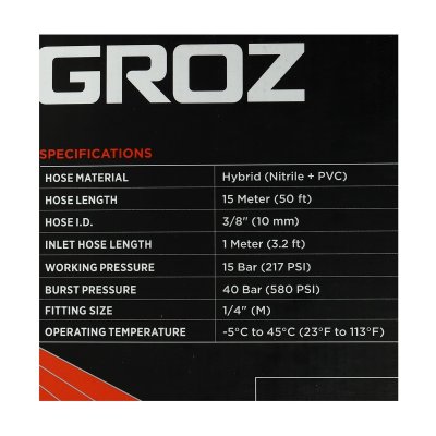 โรลม้วนสายลม/น้ำ GROZ 10 มม. 15 ม. รุ่น HRP/AW/15M/3-8/B