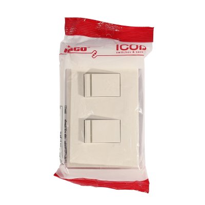 สวิตช์ทางเดียว HACO 2 ช่อง พร้อมหน้ากากครอบ รุ่น IC-S21