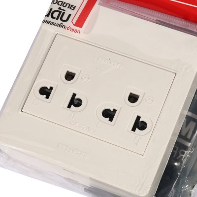 เต้ารับ HACO 3 ขั้ว 2 ช่อง 16A 250V รุ่น M3N-E20