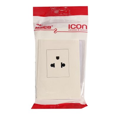 เต้ารับ HACO 3 ขา 1 ช่อง พร้อมแผงหน้ากาก รุ่น IC-E10