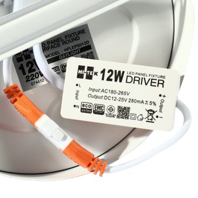 โคมไฟ LED PANEL กลม ติดลอย สีขาว แสงขาว DAY HI-TEK รุ่น H271-0054 (12W/18W/24W)