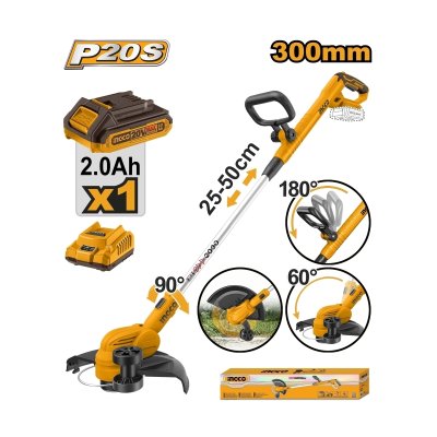 เครื่องเล็มหญ้าสายเอ็น ชุดแบต 2.0AH*1 INGCO รุ่น CGTLI203285
