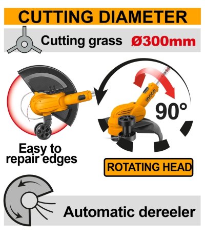 เครื่องเล็มหญ้าสายเอ็น ชุดแบต 2.0AH*1 INGCO รุ่น CGTLI203285