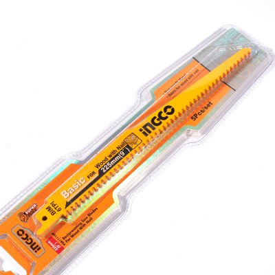 ชุดใบเลื่อยชัก INGCO 9 นิ้ว ตัดไม้ที่มีตะปู (5 ชิ้น/ชุด) รุ่น RSB1111DF