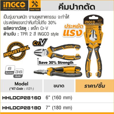 คีมปากตัด INGCO รุ่น HHLDCP28160 (6 นิ้ว)