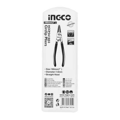 คีมหนีบแหวน ปากตรง INGCO 7 นิ้ว รุ่น HCCP261803