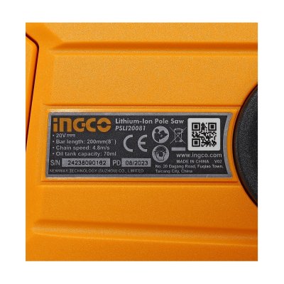 ชุดตัดพุ่ม+เลื่อยโซ่ 2IN1 ก้านยาวไร้สาย 20V INGCO รุ่น CPTS201681 ชุดแบต 2.0AH
