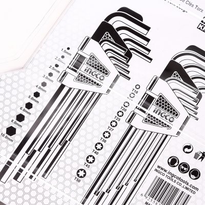 ชุดประแจแอลหกเหลี่ยม/หัวจีบ 18 ชิ้น ยาวพิเศษ INGCO รุ่น HHKSET0181