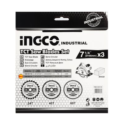 ชุดใบเลื่อยวงเดือน INGCO 185มม. 3 ชิ้น รุ่น TSB51852153