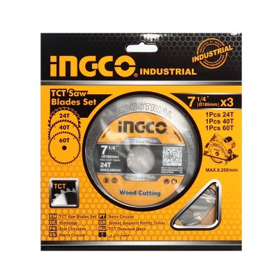 ชุดใบเลื่อยวงเดือน INGCO 185มม. 3 ชิ้น รุ่น TSB51852153