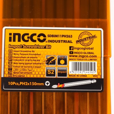 ดอกไขควงกระแทก INGCO PH2X150MM (10 ดอก/ชุด) รุ่น SDBIM11PH263