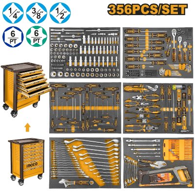 ตู้เครื่องมือ 7 ชั้น พร้อมอุปกรณ์ 356 ชิ้น INGCO รุ่น I121-HTCS273561