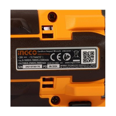 บล็อกไร้สาย เครื่องเปล่า INGCO 20V-BL แรงบิด 400N.M รุ่น CIWLI20401