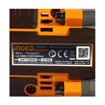 บล็อกไร้สาย เครื่องเปล่า INGCO 20V-BL แรงบิด 850N.M รุ่น CIWLI20851