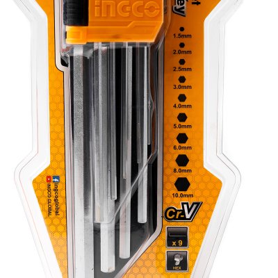 ประแจแอลหกเหลี่ยม 9 ชิ้น ยาวพิเศษ INGCO รุ่น HHK11092