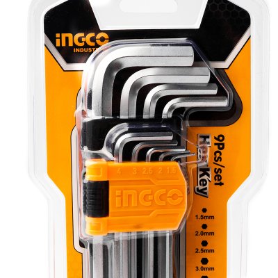 ประแจแอลหกเหลี่ยม 9 ชิ้น ยาวพิเศษ INGCO รุ่น HHK11092
