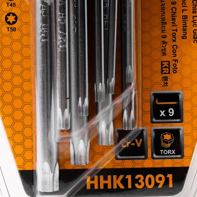 ประแจแอลหัวจีบ (TORX) 9 ชิ้น INGCO รุ่น HHK13091