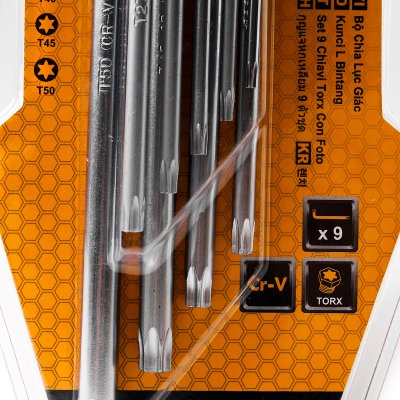 ประแจแอลหัวจีบ (TORX) 9 ชิ้น ยาวพิเศษ INGCO รุ่น HHK13092