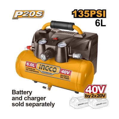 ปั๊มลมไร้สาย 40V 6L 135PSI เครื่องเปล่า INGCO รุ่น CACLI2003