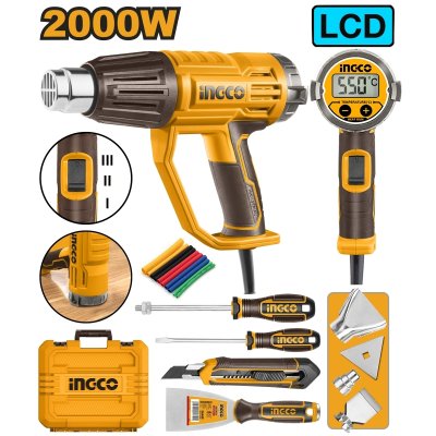 ปืนเป่าลมร้อนไฟฟ้า ดิจิตอล INGCO 220V 2000W รุ่น HG2000581