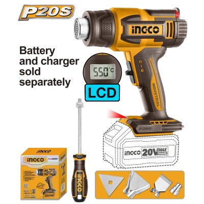 ปืนเป่าลมร้อนไร้สาย ดิจิตอล INGCO 20V รุ่น HGLI2003 (เครื่องเปล่า)