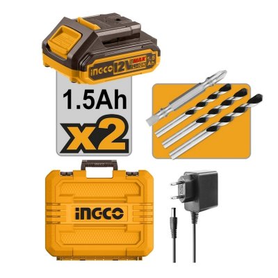 สว่านกระแทก ชุดแบต 1.5AH*2 INGCO 12V รุ่น CIDLI1228