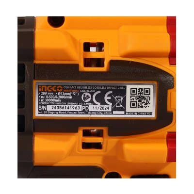สว่านกระแทก เครื่องเปล่า INGCO 20V-BL รุ่น CIDLI205581
