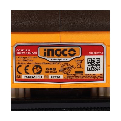 เครื่องขัดกระดาษทรายเหลี่ยมไร้สาย 20V INGCO รุ่น CSHSLI2014 (เครื่องเปล่า)