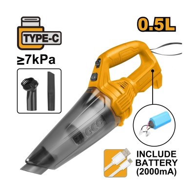 เครื่องดูดฝุ่นไร้สาย INGCO รุ่น CVLI2026 12V แบตในตัว (ชาร์จ TYPE-C)