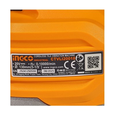 เครื่องดูดสั่นกระเบื้องไร้สาย INGCO รุ่น CTVLI20018 (ชุดแบต 2.0AH)