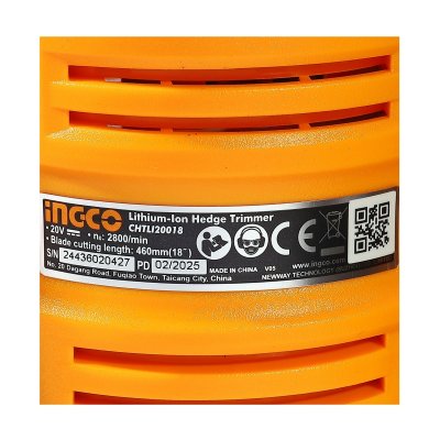 เครื่องตัดแต่งพุ่มไม้ เครื่องเปล่า INGCO 20V รุ่น CHTLI20018