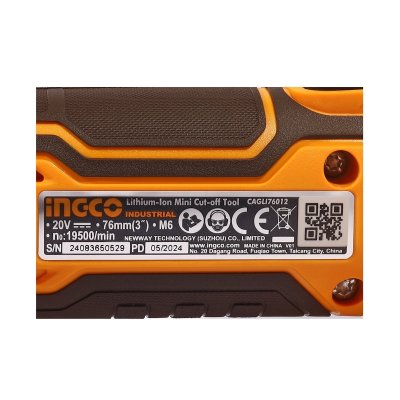 เครื่องตัดไร้สาย 20V 3 นิ้ว ชุดแบต 2.0AH INGCO รุ่น CAGLI76012