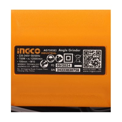 เครื่องเจียรไฟฟ้า สวิตซ์ท้าย 4 นิ้ว INGCO รุ่น AG750282 (750W/900W)