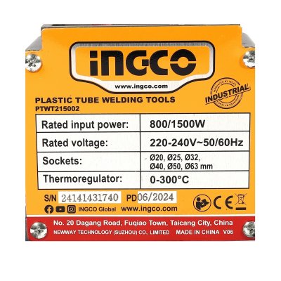 เครื่องเชื่อมท่อ PPR INGCO 20-63MM. รุ่น PTWT215002