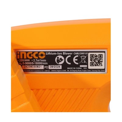 เครื่องเป่าลมไร้สาย ปรับรอบ ชุดแบต 2.0AH 20V INGCO รุ่น CABLI200181